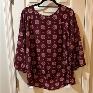 Paper Moon Floral Patterned Burgundy Women's Top